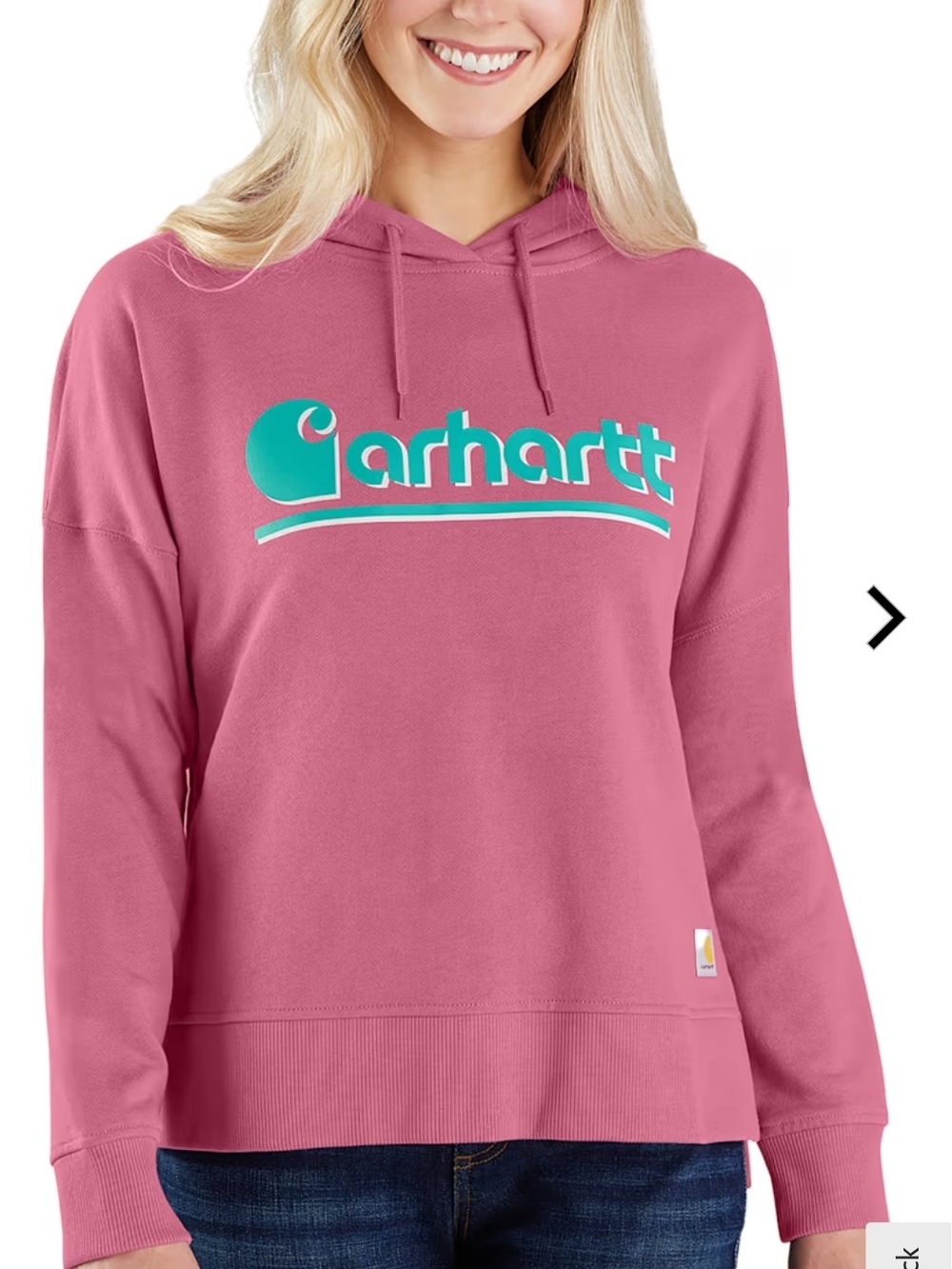 Carhartt Rose Pink Hoodie with Teal Logo